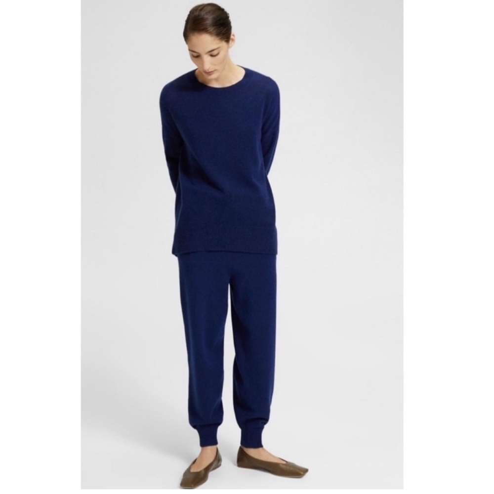 Theory Wool/Cashmere Relaxed Track Pants in Navy- Medium.
